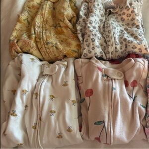 4 Carter's Cream and Brown Leopard Print Baby Onesie